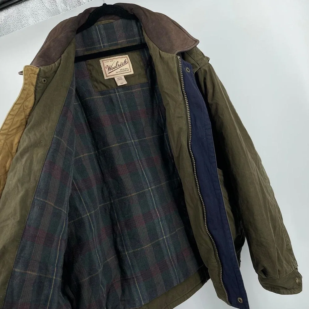 Vintage 90s Woolrich Utility Bomber Flight Jacket Men's Large Flannel Lined Rare